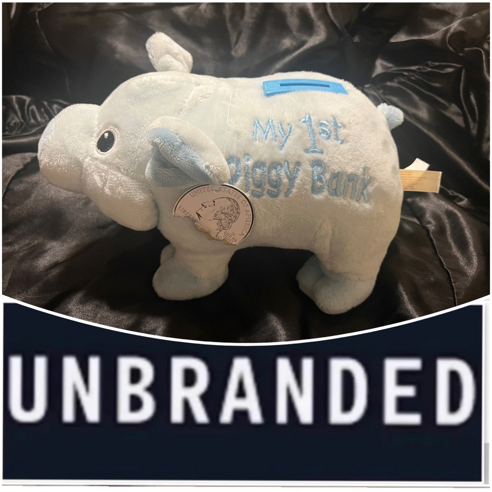 UNBRANDED Plush Baby Blue "My 1st Money Bank" Elephant Bank